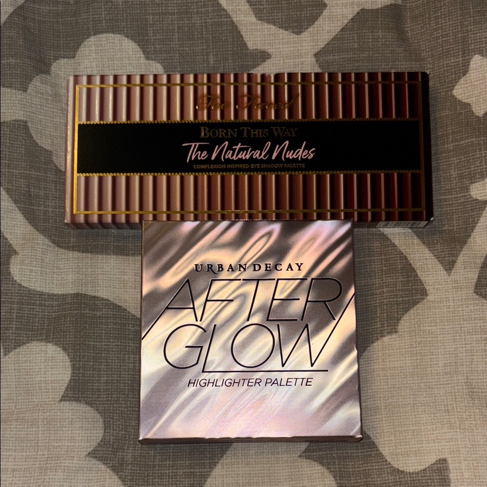 Too Faced Born This Way The Natural Nudes and Urban Decay Highlighter Palettes